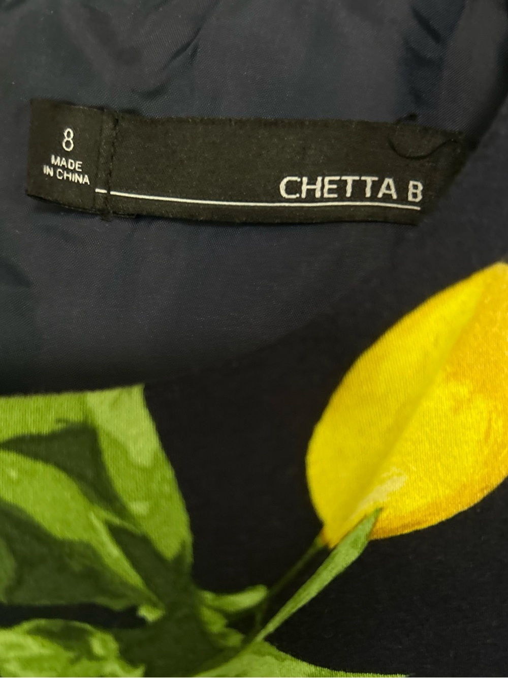Chetta B Sleeveless Lemon
Print Dress Navy Blue White
Blossoms Size 8 - Picture 4 of 10